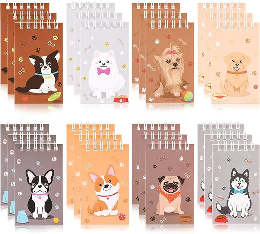 Hooqict 24 Pack Mini Dog Notepads Small Notebooks for Kids Dog Themed Party Favor Puppy Animal Spiral Pocket Notebooks Diary Memo Planner for Classroom Rewards Goody Bags Stuffers, 2.36 x 3.94 Inch