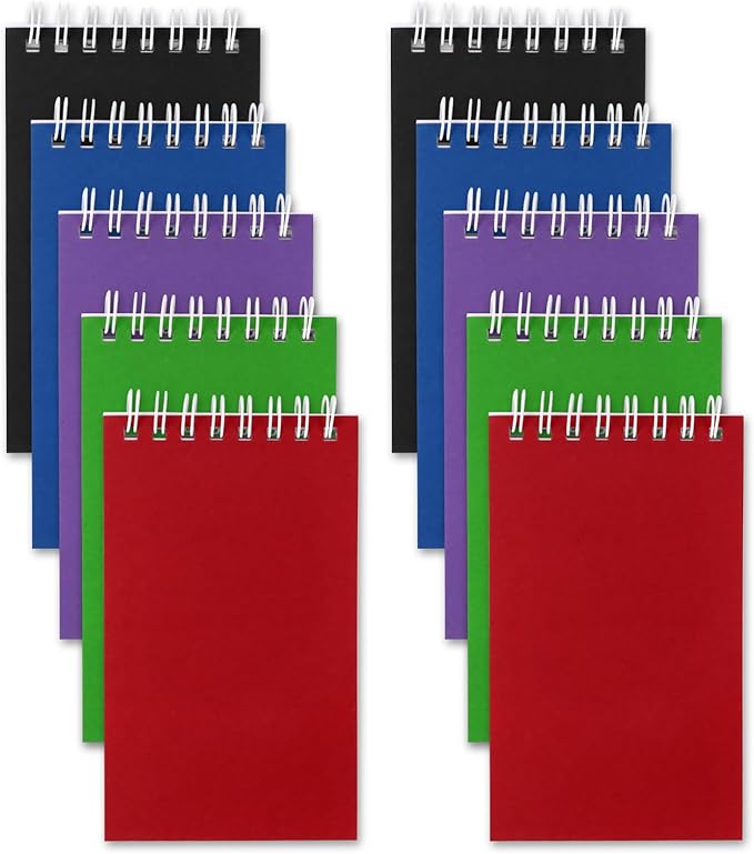 Hooqict 10 Pack Small Pocket Notebook Bulk Mini Notebooks Party Favors Small 3x5 Spiral Notepads with Lined Pages, 5 Colored Memo Note Pads for Work, Office, School, 50 Sheets/100 Pages