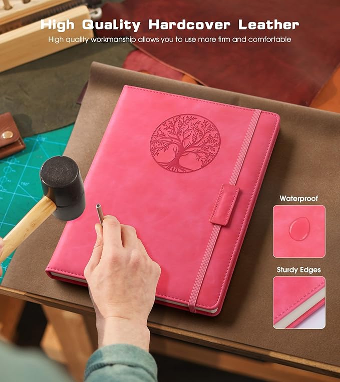 Lined Journal Notebook for Women Men,256 Thick Pages,A5 Hardcover Vintage Leather Journal for Writing,Travel,Business,Work, School,College Ruled Notebooks for Note Taking,Daily Diary 5.7"×8.3"