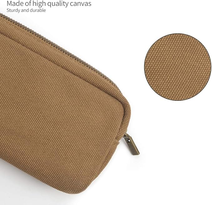 Pencil Pen Case, Canvas Pencil Pouch Big Capacity Pen Bag with Zipper Durable Stationary Storage Bag for Adult Students Officers