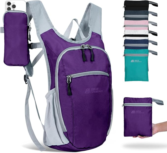 Small Hiking Backpack Packable Lightweight for Women Men | 10L/15L, Hiking Daypack, Foldable, Water Resistan, Ultralight, with Phone Pocket, Travel, Outdoor, Walking