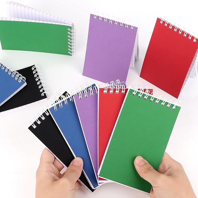 Hooqict 10 Pack Small Pocket Notebook Bulk Mini Notebooks Party Favors Small 3x5 Spiral Notepads with Lined Pages, 5 Colored Memo Note Pads for Work, Office, School, 50 Sheets/100 Pages