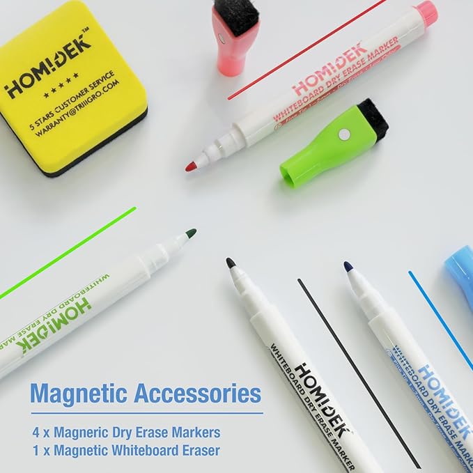 HOMiDEK Magnetic Whiteboard for Fridge, 3 Pack Small Magnetic Dry Erase Boards with 4 Markers & 1 Eraser, Reusable Blank Magnet White Board Sheets for Home, Kitchen, Office, Classroom - 11 x 17