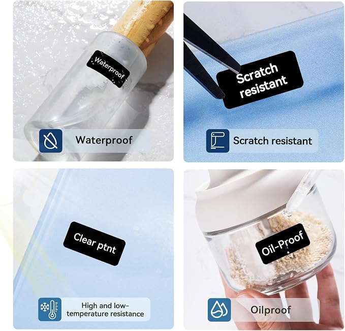 NIIMBOT Thermal Transfer Labels 0.55''x1.18'', Only for N1(B18) Label Maker | 14mmx30mm, 190 Labels/Roll, PET Material, Waterproof and High-Temperature Resistance, Long Storage Time, Black