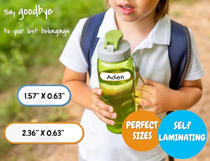 Baby Bottle Labels for Daycare, Self-Laminating, Waterproof Write-On Name Labels, Assorted Sizes & Colors, Pack of 80 (Rainbow)