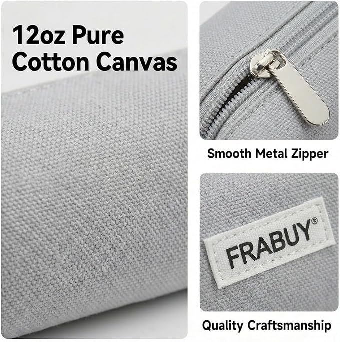 Canvas Pencil Case Pouch – Multipurpose Pen Bag Stationery | Heavy-duty canvas, smooth alloy zipper, cute organizer for girls and boys, ideal for stationery, cosmetics, tech gear