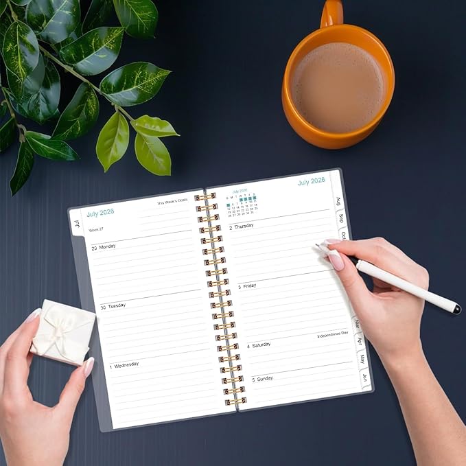2026-2027 Pocket Planner/Calendar - 2026-2027 Planner from July 2026 - July 2027, Planner 26-27 with 12 Tabs, Twin-Wire Binding, Inner Pocket, 3.75" x 6.75", Flower-C