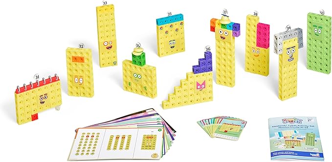 hand2mind Numberblocks 31-40 MathLink Cubes Activity Set - Learn Numbers & Early Math Skills, Preschool and Kindergarten Learning Activities, Educational Toys for Kids, Counting Math Manipulatives