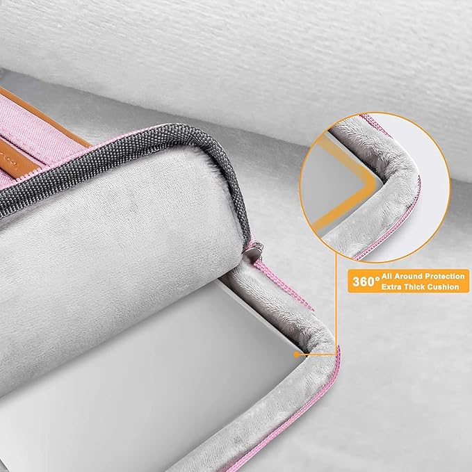 MOSISO 360 Protective Laptop Shoulder Bag,13-13.3 inch Computer Bag Compatible with MacBook Pro 14, HP, Dell, Lenovo, Asus Notebook,Side Open Messenger Bag with 4 Zipper Pockets&Handle, Pink