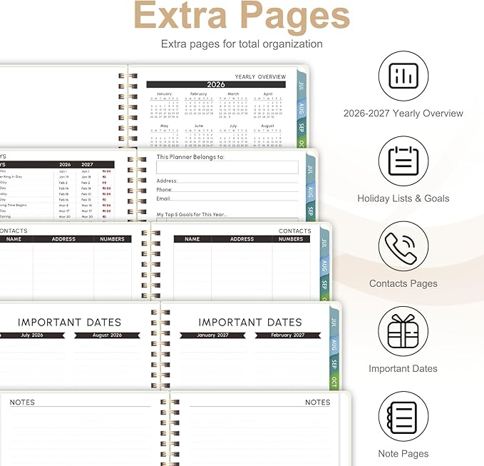 Planner 2026-2027, Weekly and Monthly Academic Planner, July 2026 - June 2027, Hardcover Calendar Agenda Book for School Year Planning, School Supplies for Teacher and Student, Letter Size(8.5'' x 11'')
