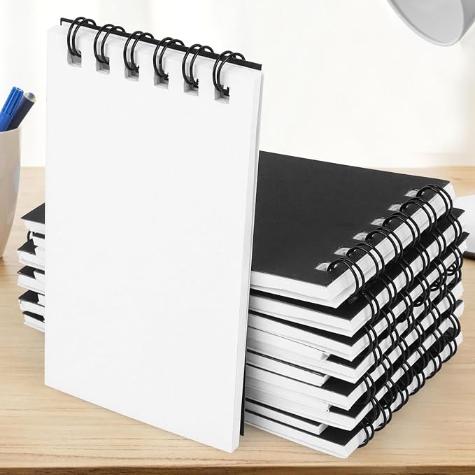 12 Pack Mini Pocket Notebooks Black Mini Spiral Notebooks with Lined Pages