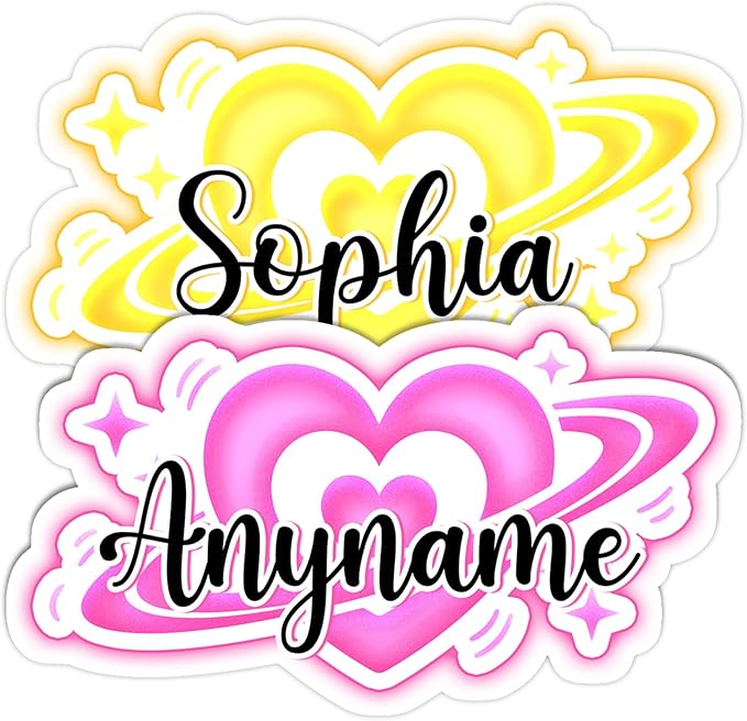Custom Girly Heart Name Sticker Personalized Text Feminine Feminist Aesthetic Decal Waterproof Vinyl Decal for Water Bottles Tumblers Laptops Hard Hat Cars Kindle for Women Men Teachers