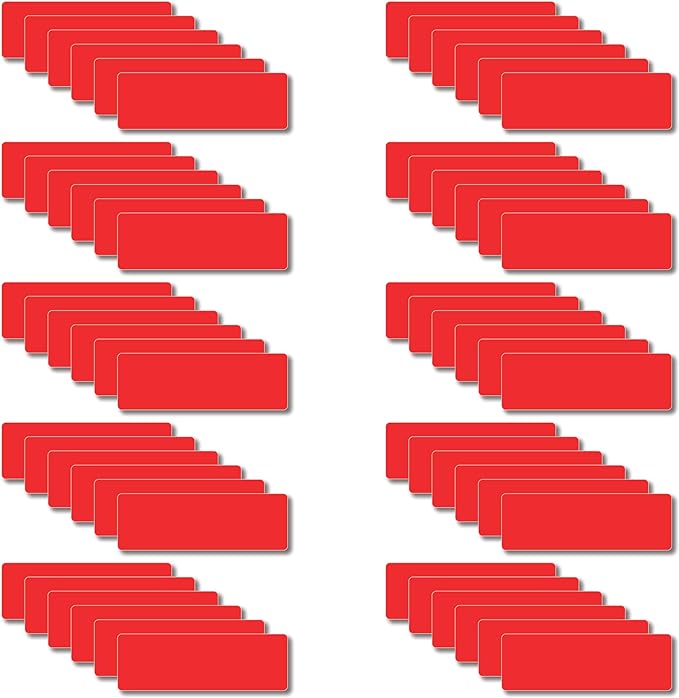 IMAGAME Magnetic Dry Erase Magnets Labels 3x1 inches, Reusable Name Tags, Organizing Schedules in Office/Classroom. Work on Fridge/White Board (Red 60Pcs)