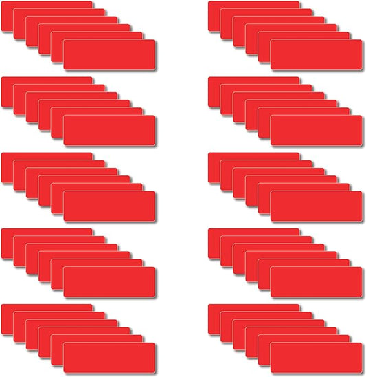 IMAGAME Magnetic Dry Erase Magnets Labels 3x1 inches, Reusable Name Tags, Organizing Schedules in Office/Classroom. Work on Fridge/White Board (Red 60Pcs)