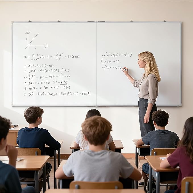 72" x 40" Large White Board, Magnetic Double-Sided Whiteboad Dry Erase, Portable Wall Hanging Whiteboards for Home, School, Office