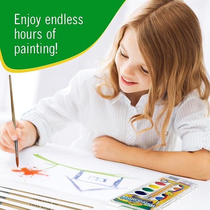 Watercolor Paint Set - 2 Packs of 16 Vivid Colors Watercolor Paint and 6 Paintbrushes for Kids Watercolors Supplies Set - Ultimate Gifting Bundle Water Color Painting Kids