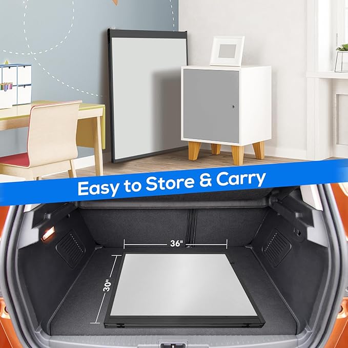 Large Magnetic Whiteboard, maxtek 60 x 36 Magnetic Dry Erase Board Foldable for Wall, 5' x 3' Aluminum Presentation Big Wall-Mounted Marker Board for Office Home & School (Black)