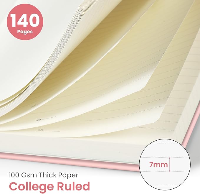 Taja Lined Spiral Notebook Journal for Women A5(5.8" × 8.3"), Cute Hardcover Notebook for Work, School & Note Taking, Pretty College Ruled Journal for Writing, 140 Pages, Ribbon Wreath