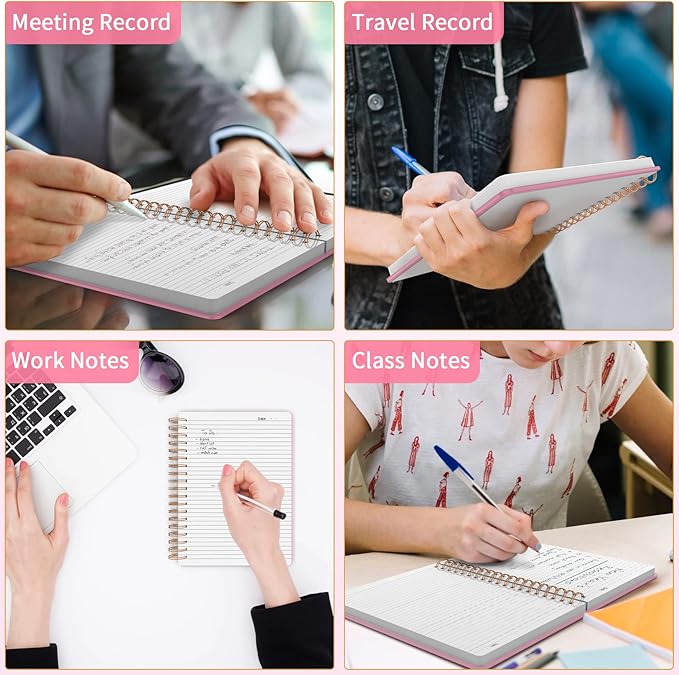 Forvencer A4 Lined Spiral Journal Notebook with 300 Numbered Pages, 11" X 8.5" Thick Journals for Writing with 100GSM Paper, Hardcover Notebooks with Contents for Work, School, Pink