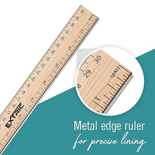 Rulers 24 Pack - Rulers 12 Inch, Wood Ruler with Metal Edge Greta for School, Classroom, Home, and Office