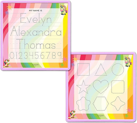 Kid's Name Tracing Board | Dry Erase Letter Tracing | Reusable Writing Practice Board | Personalized | Baby Unicorn Theme