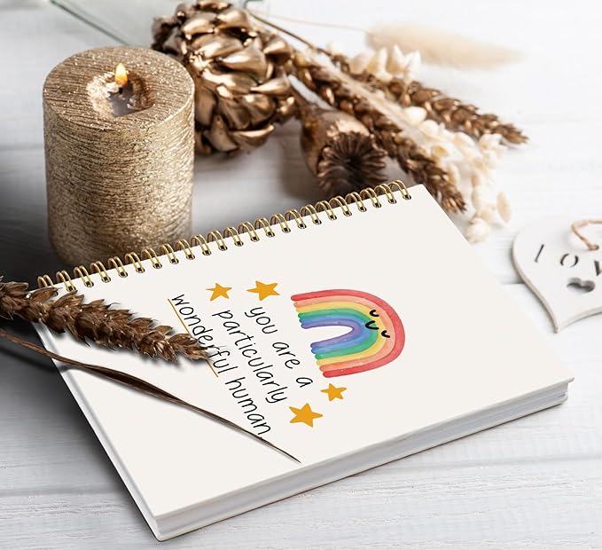 Boho Positive Rainbow Spiral Notebook Journal,You are Particulary College Ruled Spiral Notebook for Teenage Girls Women,Hardcover Spiral Notebook for Offices Schools Classrooms