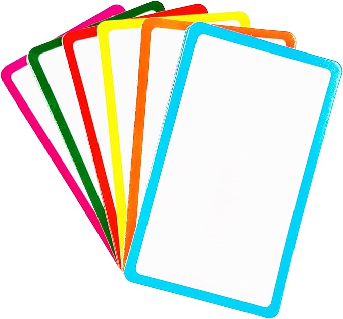 IMAGAME 36 Pack Magnetic Dry Erase Labels - Magnetic Blank Cards with Color Borders, Reusable Magnetic Name Tags - Dry Erase Labels for Home, Office, Classroom - 3 x 5 Inches
