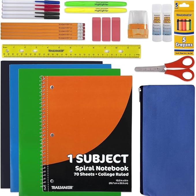 12 Pack of 30 Piece Sets Bulk School Supplies Kits for Girls, Boys Back to School Supplies Box Bundle Pack for Kids Kindergarten, Elementary Includes Notebook, Folders, Pens, Pencils, and More