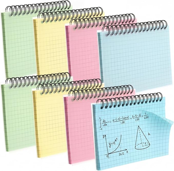 Yahenda 400 Pcs Spiral Index Cards 4x6 Inches Flash Cards with Rings Grid-lined Notecards Index Note Books with Waterproof Cover for Studying Back to School Office Supplies Taking to Do List(Colored)