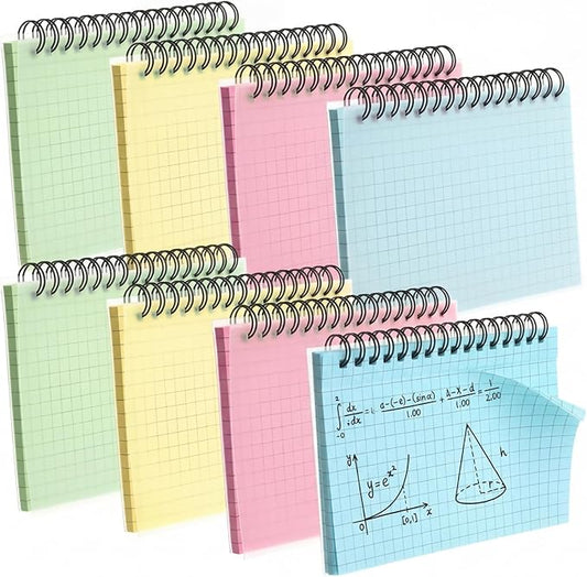 Yahenda 400 Pcs Spiral Index Cards 4x6 Inches Flash Cards with Rings Grid-lined Notecards Index Note Books with Waterproof Cover for Studying Back to School Office Supplies Taking to Do List(Colored)