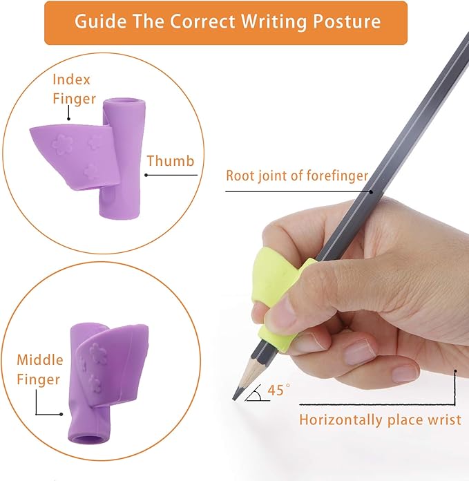 Pencil Grips - 10 Pack Kids Ergonomic Training Pencil Grippers Preschoolers Handwriting Aid Grip Set Posture Correction Tool(10 Colors)