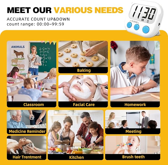 Classroom Timers for Teachers Kids Large Magnetic Digital Timer Teacher Supplies 12 Pack-Blue White