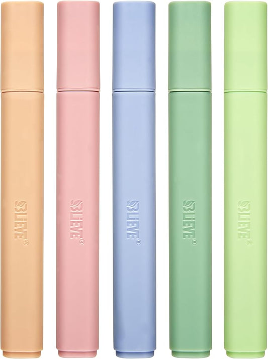BLIEVE Bible Highlighters No Bleed Through, Chisel Tip, 5 Pack | No Smear, Quick-Dry, Aesthetic Cute Pastel Colors For Bible & Journaling (Earthy Edition)
