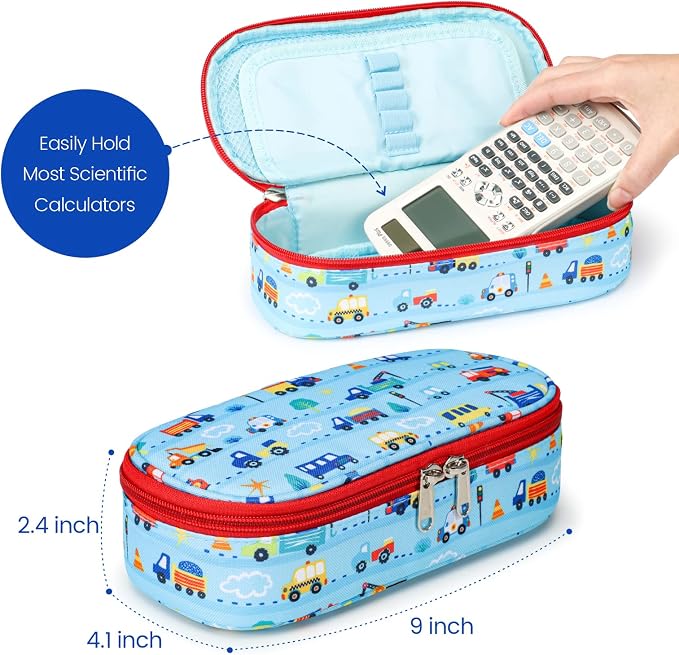 Cambond Cute Pencil Case for Boys - School Pencil Pouch Kids, Blue Cars | Pencil Case for Kids Big Capacity Organizer Bag for Staionary, Aesthetic School Supplies Boys,Water-Resistent Pen Bag