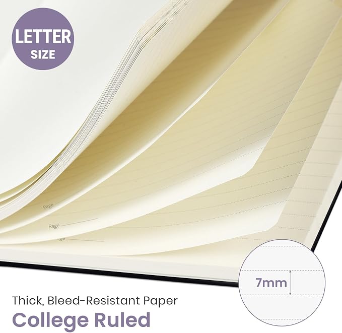 Taja Large Spiral Lined Journal for Women and Men, Notebook for Work