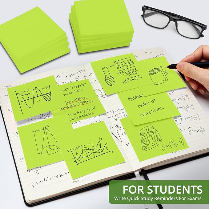 Sticky Notes, 36 Pads, 3x3 Inches Self-Stick Note Pads, Perfect for Office, Study, and Daily Life Organization - Green