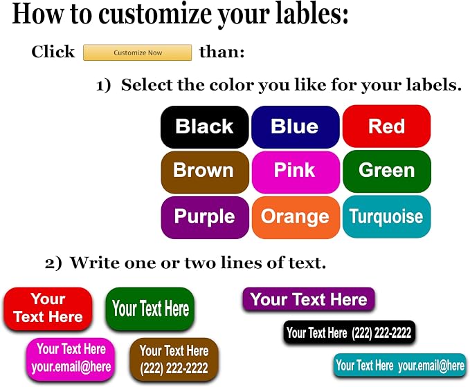 126 Personalized Waterproof Name Labels. Press and Stick Multi use Custom Name Labels. Highly Durable Customized Name Stickers with Permanent Self Adhesive. Great for School, Daycare or Camp.