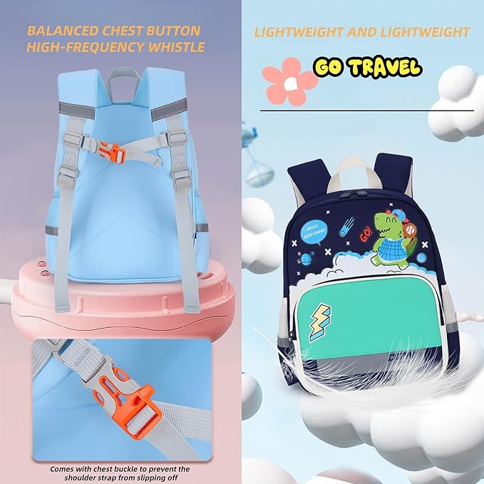 ZHANAO Dinosaur Backpack for Boys Bookbag for Toddler Kids 3-5 Boys School Bags Lightweight Preschool Backpack