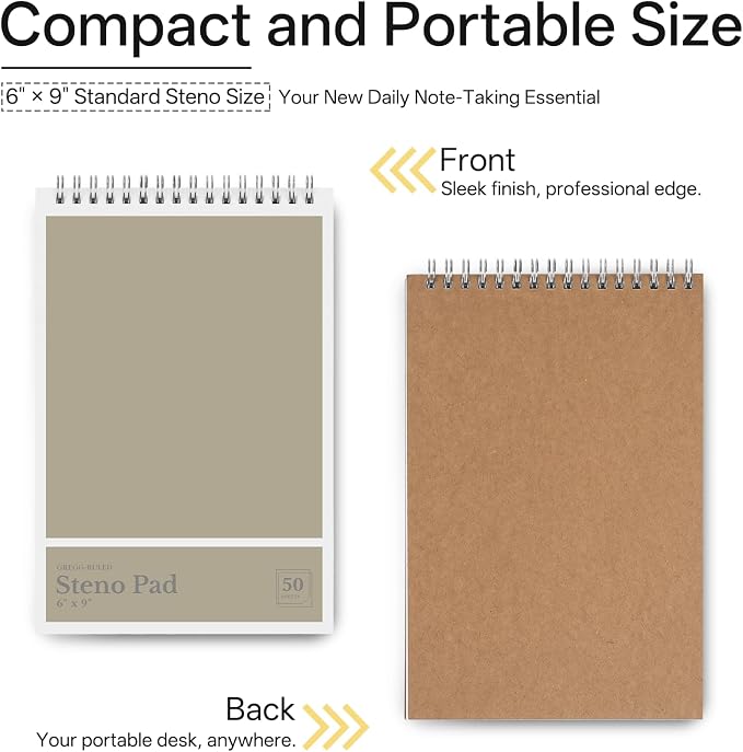 Steno Pads 6 x 9 Pastel Spiral Steno Notebooks Gregg Ruled 15Pack
