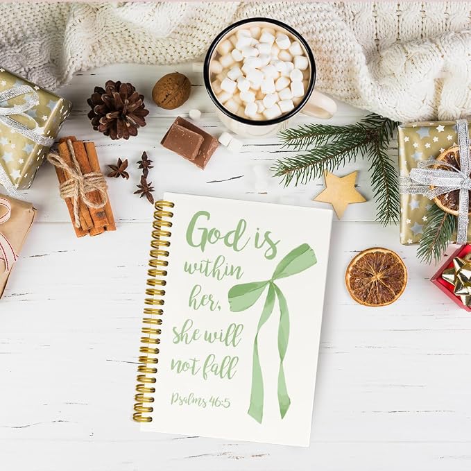 JKMBN Sage Green Christian Notebook for Women, Bible Study Spiral Journal