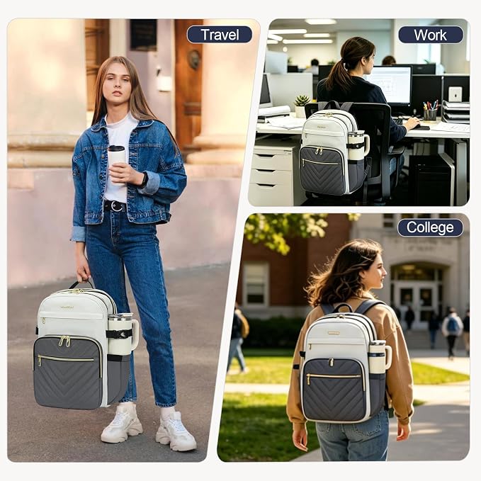 VANKEAN 15.6 Inch Laptop Backpack for Women Large Capacity | Waterproof Backpacks Stylish Travel Bags Casual Daypacks for College, Business