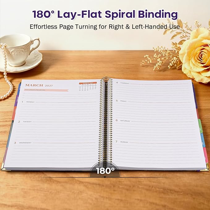 Planner 2026-2027, 8.5" x 11" Academic Planner Jul 2026 - Dec 2027, 18 Month Planner Weekly and Monthly, Hardcover Calendar Planner with Large Laminated Tabs, No Bleed Paper, Pockets for Women Teacher