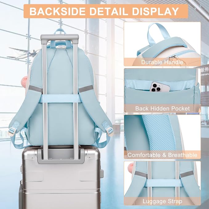 Large 17 Inch Laptop Backpack for School - Ergonomic Computer Bookbag for Teen Girls & College Students, Water Resistant Travel Backpack with Reflective Stripes, Sturdy High School College Bookbag