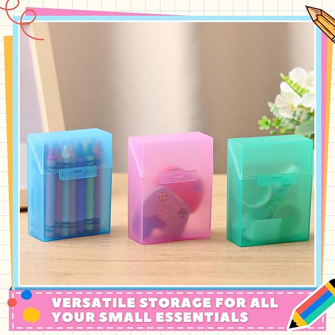 Clabby 12 Pcs Plastic Clear Crayon Box Bulk Holds 24 Crayon With Hinged Lid and Snap Closure for Pens School Office Supply Organization (Pink,Blue,Green,Clear)