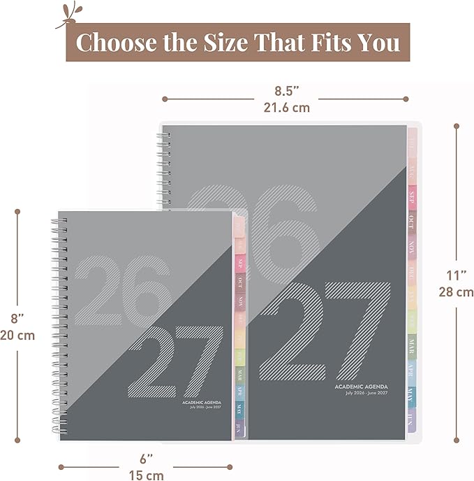 Rileys Academic Planner 2026-2027, Daily, Weekly & Monthly Planner, July 2026 - June 2027, Student Notes Pages, Twin-Wire Binding, Weekly Agenda for School & Work (8 x 6-Inches, Geographic, Black)