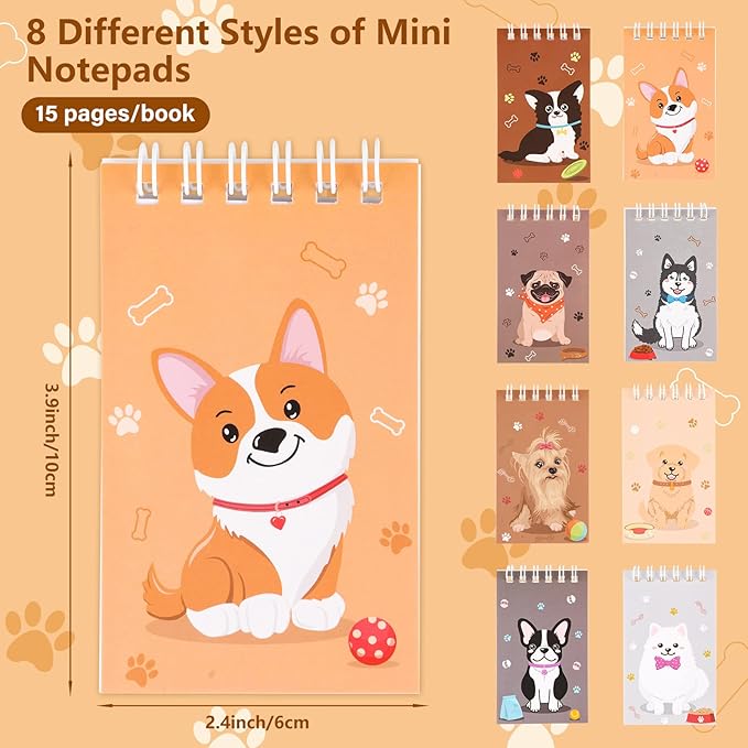 Hooqict 24 Pack Mini Dog Notepads Small Notebooks for Kids Dog Themed Party Favor Puppy Animal Spiral Pocket Notebooks Diary Memo Planner for Classroom Rewards Goody Bags Stuffers, 2.36 x 3.94 Inch