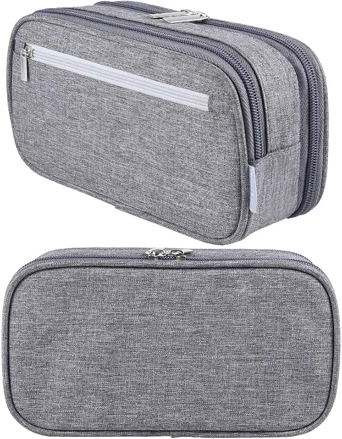 Large Capacity Pencil Case Big Pencil Bag Pouch High Storage Pen Pencil Holder Marker Portable Office Stationery Desk Organizer Makeup Bag Adults, Gray