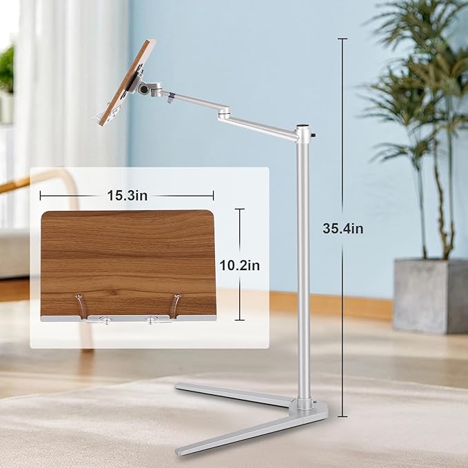 Book Stand for Reading - Multiangle Adjustable Book Holders for Reading Hands Free，Book Holder Stand with an Elastic Book Clip for Holding Books，Laptops，Tablets，Mobile Phones，Projectors
