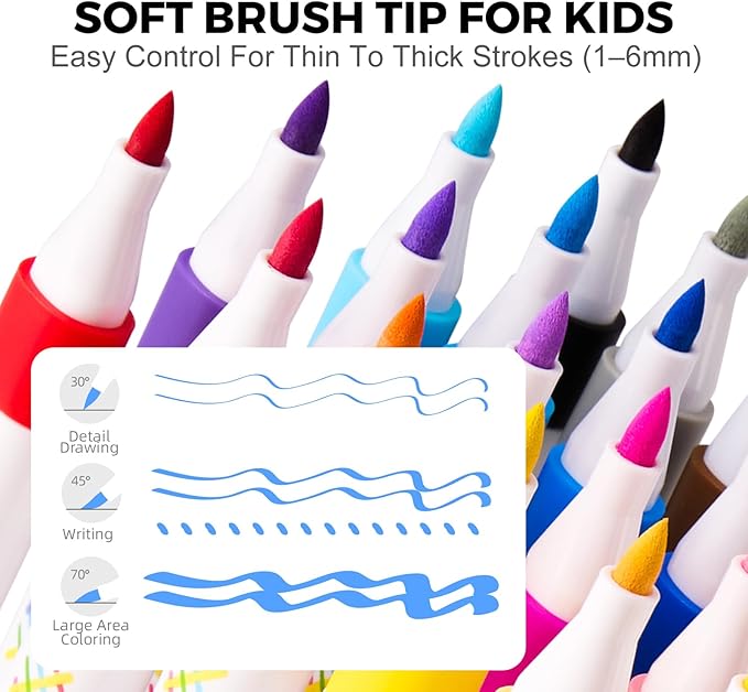 Jar Melo Super Washable Markers for Kids Age 4-8, Water Based Blendable Markers for Toddler Safe and Non-Toxic, Coloring Art Supplies for Preschool Gift, 12 Colors