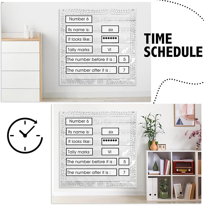 MotiMind Retro Standard Pocket Chart for Classroom, 7 Pockets Chart for Teacher Lessons Home Classroom School Aids Fits Standard 3'' Sentence Strips and Word Cards 28''x28'